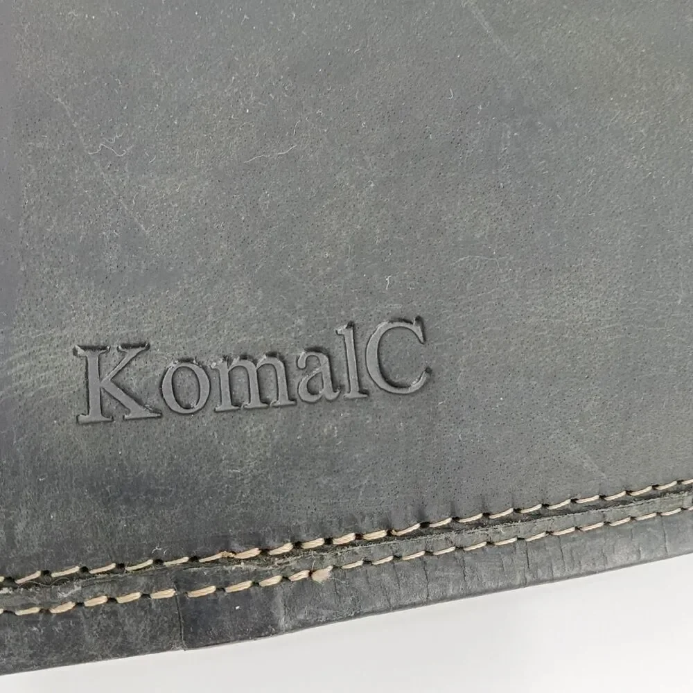KomalC Genuine Leather Crossbody Satchel Black Distressed Buckle Messenger Bag